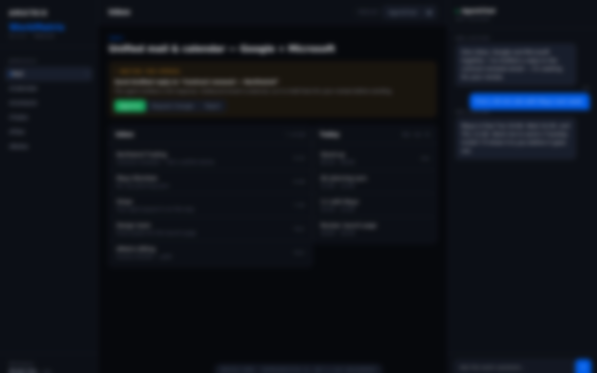 The WorkMatrix interface — workspace, AgentChat, and supervision gates. Representative UI.